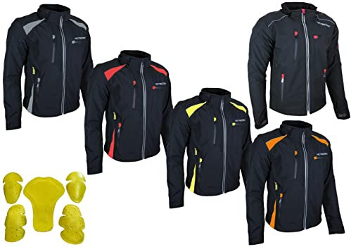 HEYBERRY Soft Shell Motorradjacke Textil mit Kapuze abnehmbar neon Gr. L