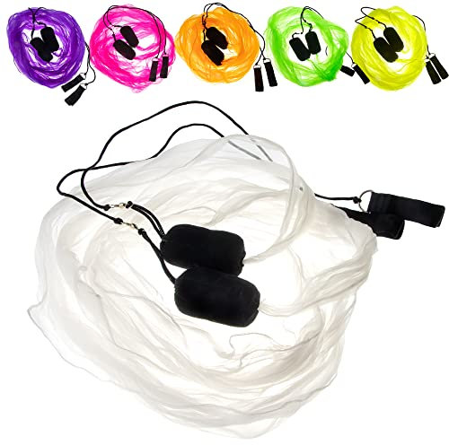 Juggle Dream Set di Scarf Bolas Flag Poi - Pratique de Jonglage - Soft-Pois - Spiral Pois Kit avec Vidéo d'apprentissage en Ligne (Blanc)