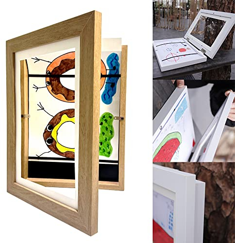 seafly Kunstfotorahmen für Kinder, 21x30 cm Holz-bilderrahmen 150 Bilder Fotorahmen Frontöffnung Bilderrahmen Kinderzeichnungen A4 Kunst Rahmen zum Bemalen und Dekorieren Kinder Kunst DIY (Holz)