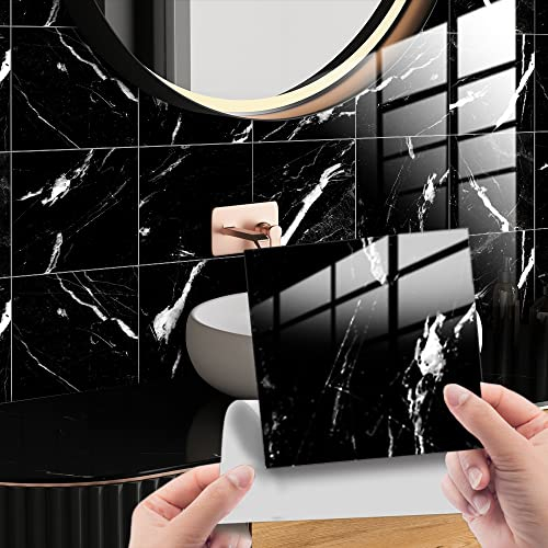 HORIWE Lot de 20 autocollants pour carrelage mural marbré - 20 x 20 cm - En PVC - Papier peint autocollant - Autocollants muraux imperméables - Pour cuisine, armoire, meubles, table