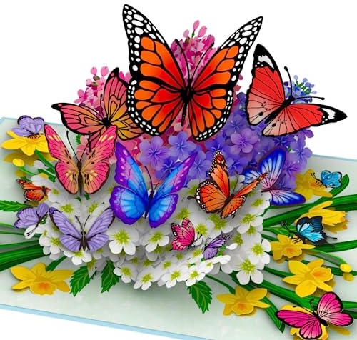 Hartensteler® Pop-Up-Karte Schmetterlinge in der Natur mit Umschlag - 3D Schmetterlingskarte für Frau, Freundin & Mutter (Geburtstagskarte, Gute Besserung, Danke, Jahrestag)