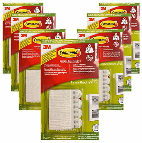 28 x 3M Command Wall Hanging Strips | Small Size 16 x 54mm | for Mounting Photo Frames, Posters, Mirrors, Wall Décor & Signs | No Holes, Nails, Damaged Walls or Sticky Residue | Each Pair Holds 0.9kg