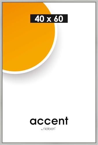accent by nielsen Kunststoff Bilderrahmen Colorado Uni, 40 x 60 cm, Silber | Kunststoff Posterrahmen im Hoch- & Querformat zum Aufhängen Silber matt Echtglas