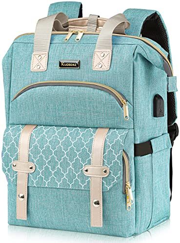 Backpack Women School Backpack Girls Teenagers with USB Charging Port & Laptop Compartment, 15.6 Inch Laptop Work Backpack, Casual Daypack for Girls, Anti-Theft Backpack for Travel, Mint Green