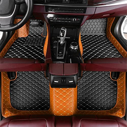Custom Auto-Fußmatten für Mini One Cooper Paceman Clubman Countryman Leder Wasserdicht Abriebfest Mit Aufbewahrungstasche Auto-Fussmatten,Farben:Orange-schwarz