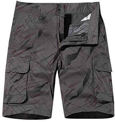 Cargo Shorts Herren 3/4 Arbeitshose Herren Winter Gefüttert Herren Mode Casual Plaid Camouflage Multi Pocket Reißverschluss Schnalle Cargohose Outdoor Shorts Tooling Shorts Cargo Arbeitshose Herren