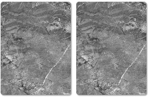 Pagnanno Hob Covers Chopping Board Pack of 2 - Versatile Kitchen Board Glass Worktop Savers - Heat Resistant Sink Boards, Worktop Protectors - Marble Effect Grey (Design 6,50x40CM)