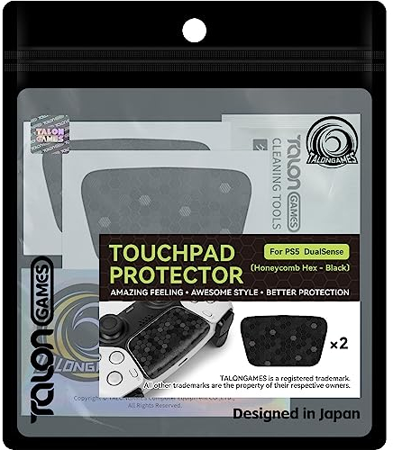 TALONGAMES Touchpad-Schutzhülle, kompatibel mit PS5 DualSense-Controller, verbesserte Textur für Controller, vorgeschnitten, einfach anzubringen, einfacher Schutz (Waben-Sechskant, Schwarz)