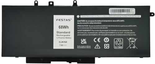 FESTAS 7.6V 68Wh GJKNX 93FTF GD1JP 5YHR4 Batterie Compatible avec Dell Latitude 5280 5290 5480 5490 5580 5590 5591 E5480 E5580 E5490 E5590 Precision 15 3520 3530 Series 0GD1JP DY9NT 0DY9NT FPT1C