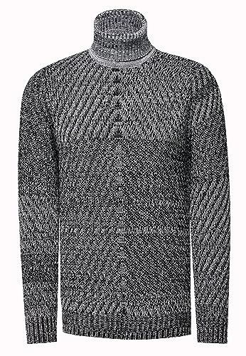 Rusty Neal Strickpullover Herren Regular Fit Rollkragen Grob-Strick-Pullover Kontrastpulli 439