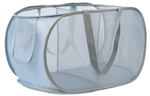 KIAYOO Cesto Ropa Plegable,Cesta Ropa Sucia 2 Compartimentos,Cesta Ropa Limpia para para el Baño,Dormitorio,Lavandería,Hotel y Viajes,Gris