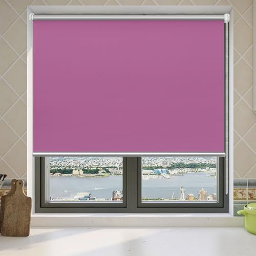Verdunkelungsrollo Ohne Bohren 85 x 130 cm Blickdicht Hitzeschutz Verdunkelungsrollo Thermorollo Verstellbare für Fenster & Tür, Rosa