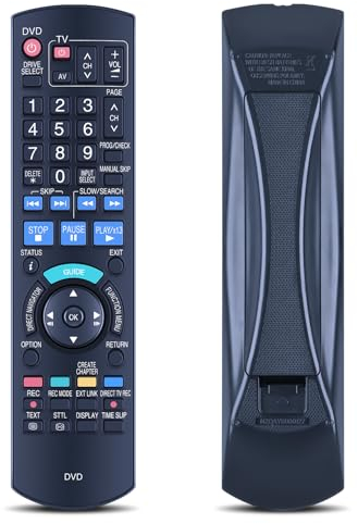 TCNOUMT N2QAYB000127 Fernbedienung kompatibel für Panasonic DVD Player DMR-EH685 DMR-EX88 DMR-EH770 DMR-XS350EB DMR-EX78EG DMR-EX77EB-S DMR-EX768EB-S DMR-EX768EBK DMR-EX78EB