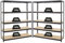PROREGAL Mega Deal 2er-Set Schwerlastregale Giant Elephant 180x150x45cm mit 5 Ebenen Fachlast 200kg Schwarz, Kellerregal, Steckregal, Garagenregal, Lagerregal