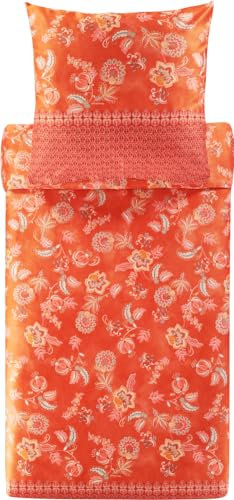 Bassetti CHIAIA Bettwäsche + 1 Kissenhülle aus 100% Baumwollsatin in der Farbe Tangerine R1, Maße: 155x220 + 1 K 80x80 cm - 9327400