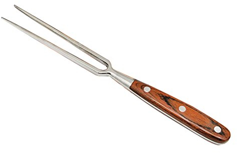 12-in Stainless Steel Barbecue Fork Steak Fork Pork Fork Teppanyaki Fork /49 (Color : Wood Handle)