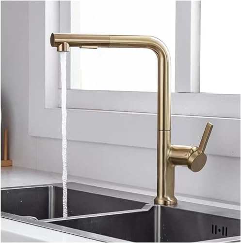 Grifo mezclador de cocina con acoplamiento magnético, 2 tipos de chorro, giratorio de 360°, grifo de cocina de baja presión, color dorado mate