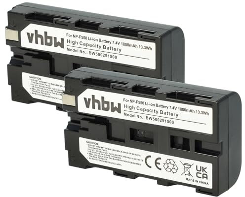 vhbw 2X Akku kompatibel mit Yongnuo YN-216 5500K, YN-216 3200-5500K, YN-1200 CRI 95+ 5500K Videokamera Camcorder (1800 mAh, 7,2 V, Li-Ion)