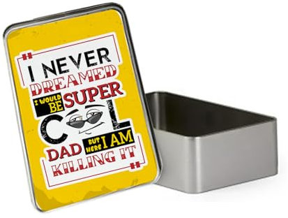 I Never Dreamed I Would Be a Cool Dad, Best Dad Gift, Metal Tin Storage Box, Biscuit, Chocolate,Tin, Emergency Stuff Tin. (Rectangular)