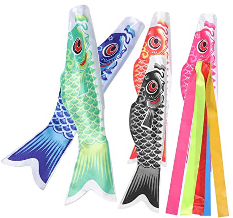 PLAFOPE 1satz Japanische Windsock-fahne Teiliges Bunte Gartendeko Für Außenbereich Dekorative Fisch-windsocken Für Garten Patio Sushi-restaurant-dekoration Mit Quastenfarbe Zufällig