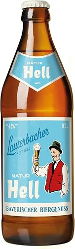Lauterbacher Natur Hell - Bayerisches Helles, naturtrübes Genussbier aus Deutschland (12 x 0,5l)