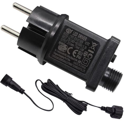 Airoads 31 V 3.6 W LED Power Supply,with Extension Cable IP44 LED Transformer Driver for Low Voltage LED Adapter for Christmas Lights, Fairy Lights (31V6W 1PCS)