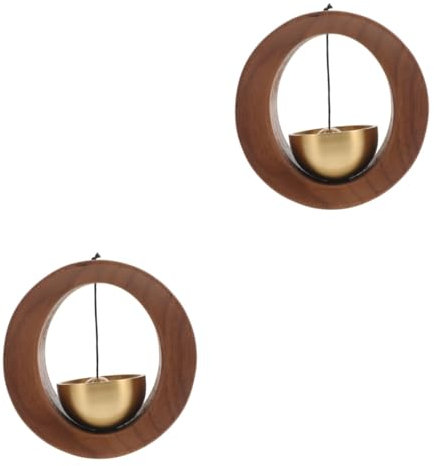 Uonlytech 2pcs Hanging Door Bell for Front Door Shopkeeper Bell Decorative Wooden Doorbell