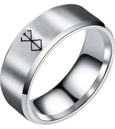 Kakazoomm EU Berserker Anime Japanischer Manga Ring - Guts Logo Einfacher Silber Personalisierter Laser Ring
