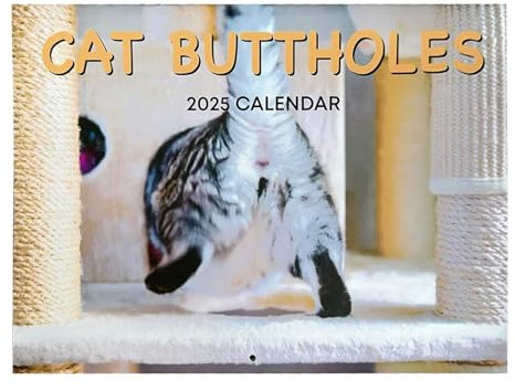 Katzenarschloch-Kalender 2025 –12-Monats-Katzenball-Kalender Mit Leerem Platz Für Notizen, Familien-Monatsplaner Mit Doppeldrahtbindung, Lustiger Katzenball-Wandkalender 2025 Für Zuhause, Wohnzimmer