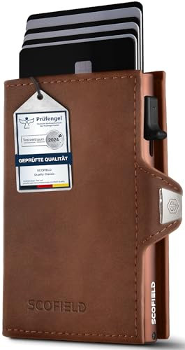 SF SCOFIELD Duality Classic Premium Slim Wallet mit Münzfach | Kartenetui mit Münzfach für 9 – 10 Karten | Karten Geldbeutel | Herren Portemonnaie | RFID Schutz | Kreditkartenetui | Smart Wallet