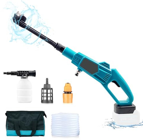 Rondella ad alta pressione per batteria Bosch PBA (senza batteria) con ugello multi-spruzzo 6 in 1, idropulitrice portatile da 18 V, 45 bar con tubo da 5 m, brocca di schiuma, per lavaggio auto,