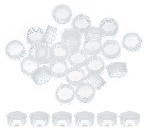PATIKIL Salt and Pepper Shaker Stoppers 18mm/0.71, 25Pcs Plastic Salt Shaker Plug Replacement Reusable Clear Round End Cap for Pots Bottles Pipes