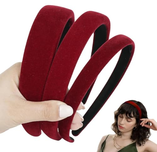 LQIOACU 3 Pièce Rouge bandeau cheveux femme, Serre tete femme, Bandeaux mode pour femmes, Accessoire cheveux femme, 2cm 2.5cm 3cm