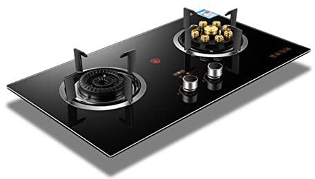 GAROEN 73cm Gas Stove 2 Burners, Camping Stove 7.2KW-9 Cavities Large Fire Timing Function Energy Saving Flameout Protection (NG)