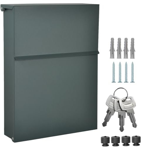 ALSTEN TECH Designer Briefkasten personalisiert mit Familienname Straße und Hausnummer Wandbriefkasten Postkasten ohne Zeitungsfach Anthrazitgrau Matt RAL 7016 Mini 30x23 cm