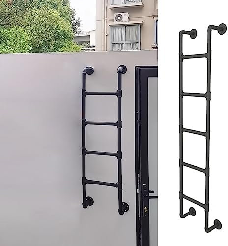 Robuste Rettungsleiter für Keller, Dachboden, Etagenbett, Dach, Garage, Wandleiter, schwarz 165 cm