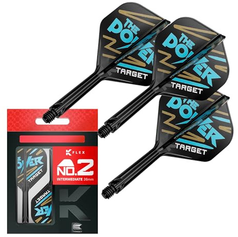 Target Darts Phil Taylor K-Flex-Flight- und -Schaft-System, No. 2 | Packung mit 3 K-Flex-All-in-one-Flights, Player-Edition-Dartzubehör | K-Flex-Dartschaft – Short/Intermediate/Medium