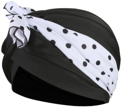 Bonnet de Bain Tissu pour Femme Bonnet de Natation Élastique en Polyester Turban de Bain avec Décoration de Nœud de Papillon Chapeau de Natation pour Salon Sauna Plage Piscine