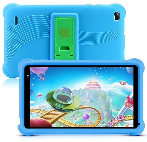 qunyiCO 7 inch Kids Tablet Android 11 OS 2+32GB WiFi Camera Bluetooth HD Touch Screen 1024x600 Kid-Proof Case Parental Control Learning App on Playstore (Blue)