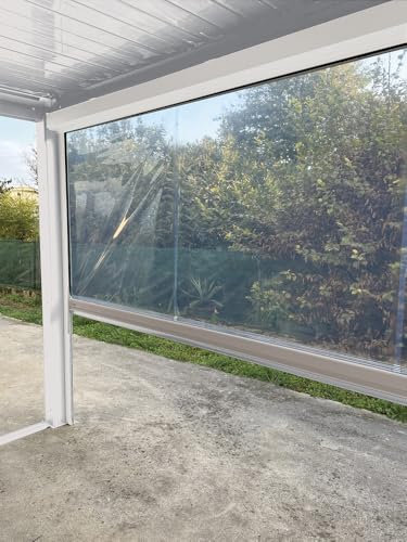 VERDELOOK | Tenda in PVC Trasparente a Caduta per Pergola Bioclimatica Atena 120, 3 Metri, Colore Bianco, Accessori per Pergola Bioclimatica, per Isolamento termico e Protezione Agenti Atmosferici