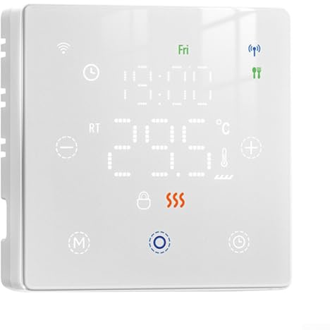 WiFi Smart Thermostat for Central Heating, with Remote App Control, Energy-Efficient Scheduling and Voice Control Compatible for Alexa(white)