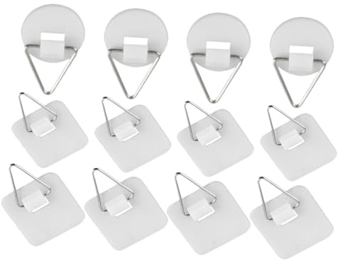 SOIMISS 60pcs Adhesive Plate Hangers Wall Mount Plate Holders for Display Round and Square Hooks Self-Adhesive for Photo Frames and Art Decor