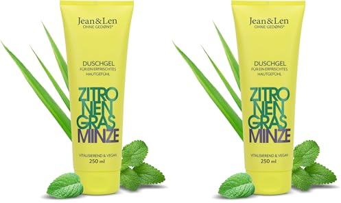 Jean & Len Vitalisierendes Duschgel Zitronengras & Minze, sanftes Reinigungserlebnis, für ein spürbar belebtes Hautgefühl, frischer Duft, ohne Parabene & Silikone, veganes Duschgel, 250 ml