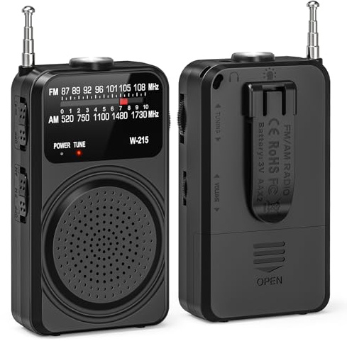 Tendak Mini Tragbares Radio mit Superheller Taschenlampe, Taschenradio Batteriebetriebenes FM AM Radio Klein mit Großartiger Empfang, Lautem Lautsprecher, Kopfhöreranschluss