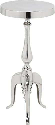 Kare Design Beistelltisch Barocco, Silber, Wohnzimmertisch, Nachttisch, Aluminium Gestell, 62x27x27 cm (H/B/T)