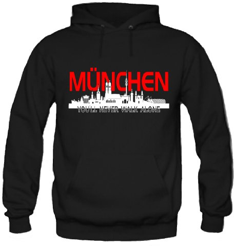 München Skyline Kapuzenpullover | Fussball | Basketball | Bayern | Trikot | Ultras | Männer | Herren | Fanshirt (M)