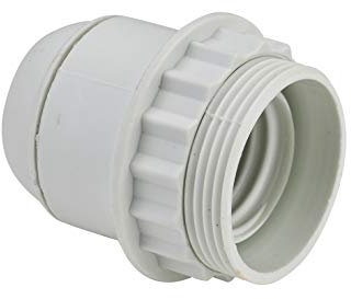 DEBFLEX - Douille E27 1/2 Filetée - Douille Pour Lampe avec Ampoule à Visser - Blanche - 50,6 x 54,3 x 50,6 mm