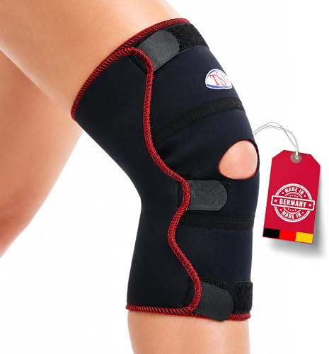 TSM Kniebandage aktiv offen mit Patella-Aussparung | Kniebandage mit Klettverschluss | Unterstützung bei Arthrose, Überlastung & Knieschmerzen | Prophylaxe & Rehabilitation | Größe L/XL