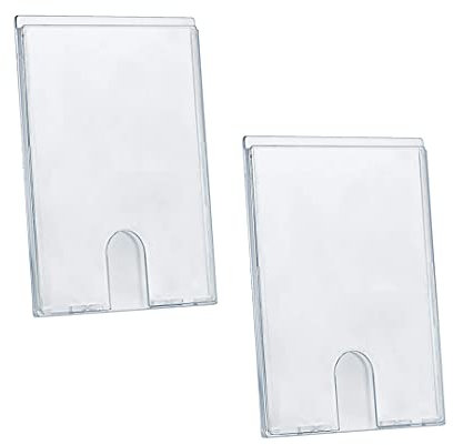 Acrimet Support Mural pour Panneau de Demi-Format Lettre A5, en Plastique Cristal Transparent avec Adhésif au Dos, Parfait pour Afficher au Bureau, au Restaurant, à l'École, à la Maison (lot de 2)