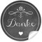 24 STICKER: 24 Edle Etiketten im Kreide-Tafel-Look in anthrazit/schwarz mit Herz und Ornamente Danke (A4 Bogen) • Papieraufkleber (Sticker/Aufkleber/Etiketten im Format 4 cm, rund, matt)